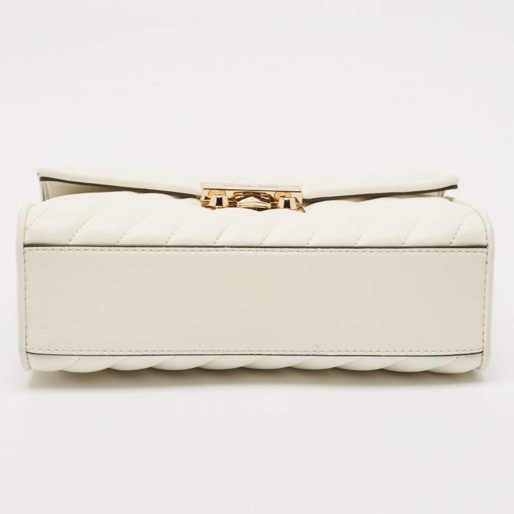Pre Owned Michael Kors White Quilted Leather Medium Rose Shoulder Bag