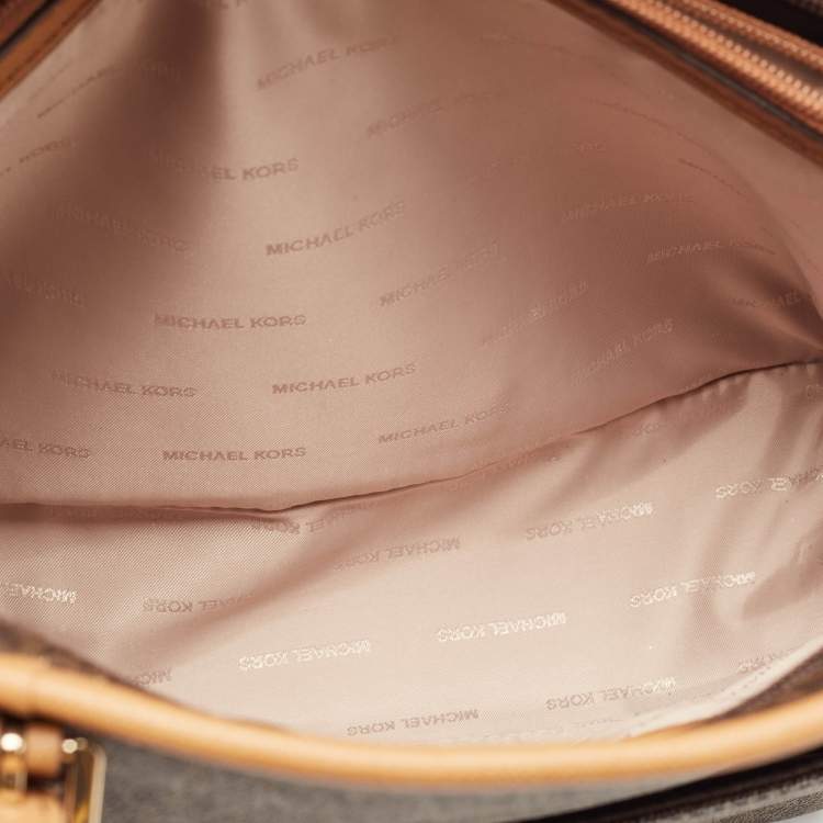 Pre Owned Michael Kors Brown Signature Coated Canvas and Leather Ciara Tote
