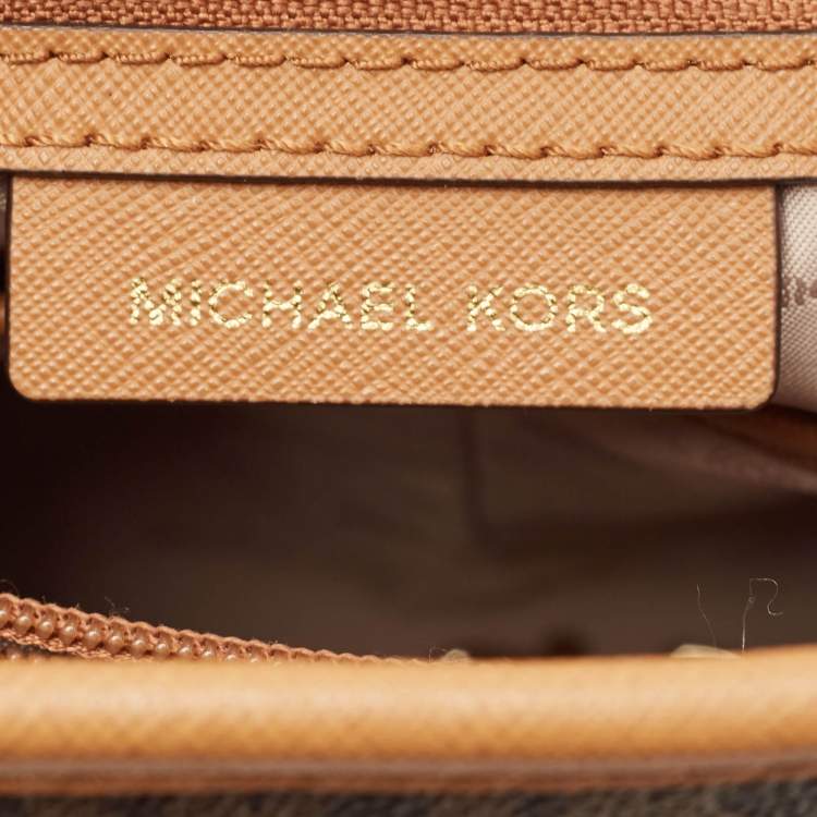 Pre Owned Michael Kors Brown Signature Coated Canvas and Leather Ciara Tote