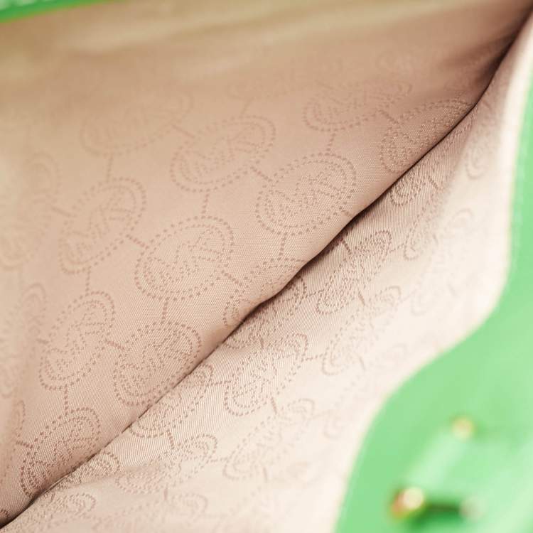 Pre Owned Michael Kors Green Leather Large Jet Set Travel Tote