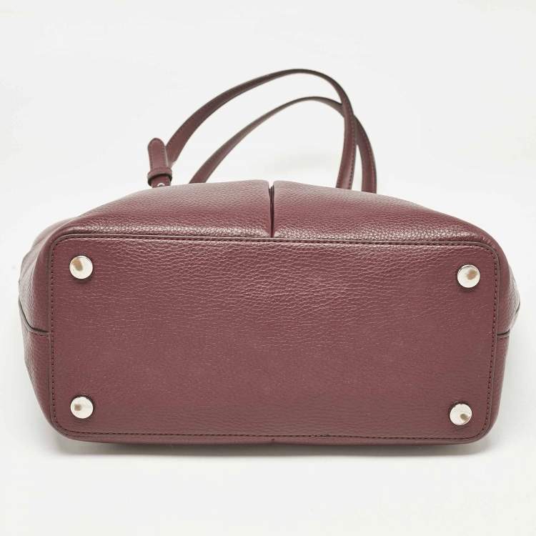 Pre Owned Michael Kors Burgundy Leather Bedford Tote