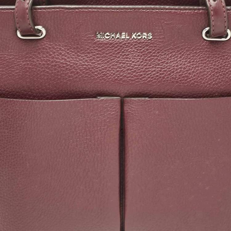 Pre Owned Michael Kors Burgundy Leather Bedford Tote