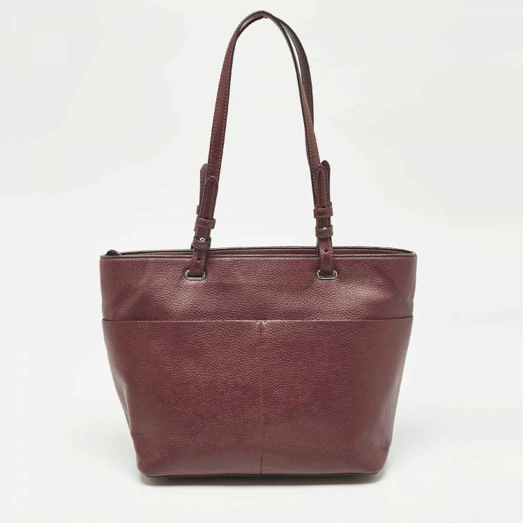 Pre Owned Michael Kors Burgundy Leather Bedford Tote
