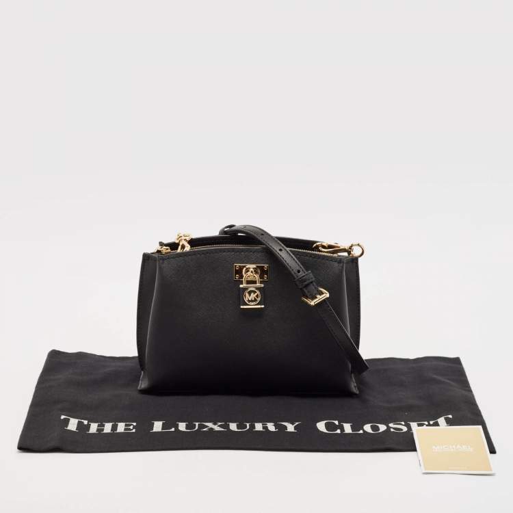 Pre Owned Michael Kors Black Leather Ruby Crossbody Bag