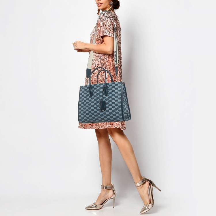 مملوكة مسبقًا Michael Kors Blue Signature Denim Medium Mirella Tote