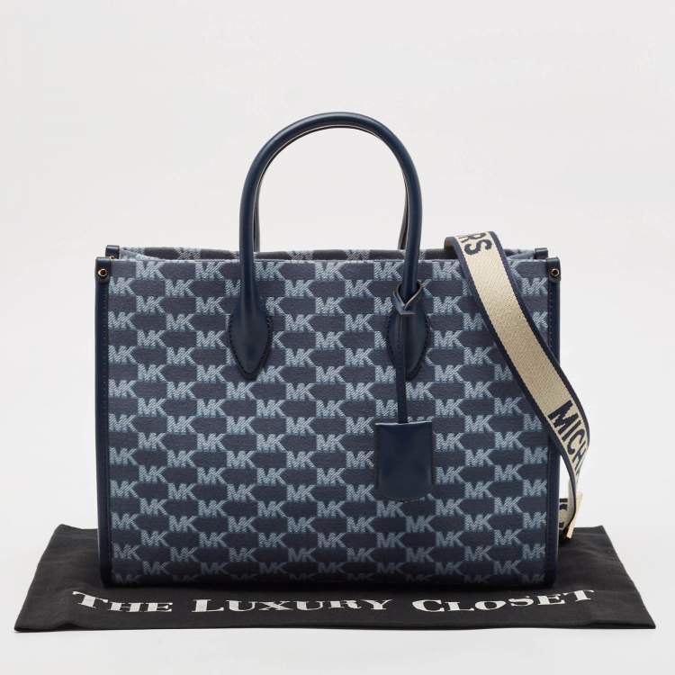 مملوكة مسبقًا Michael Kors Blue Signature Denim Medium Mirella Tote