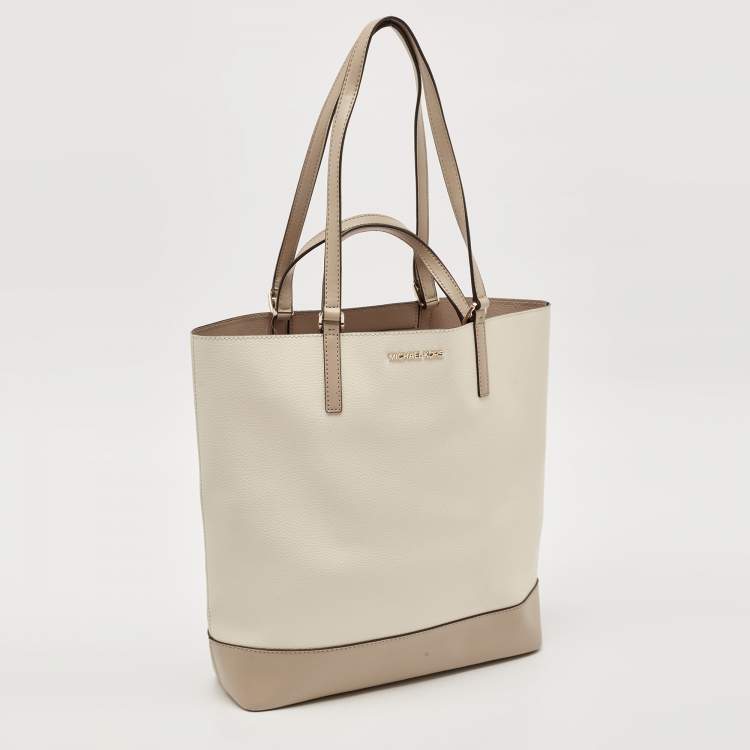 Pre Owned Michael Kors Beige/Cream Leather Large Kelli Tote