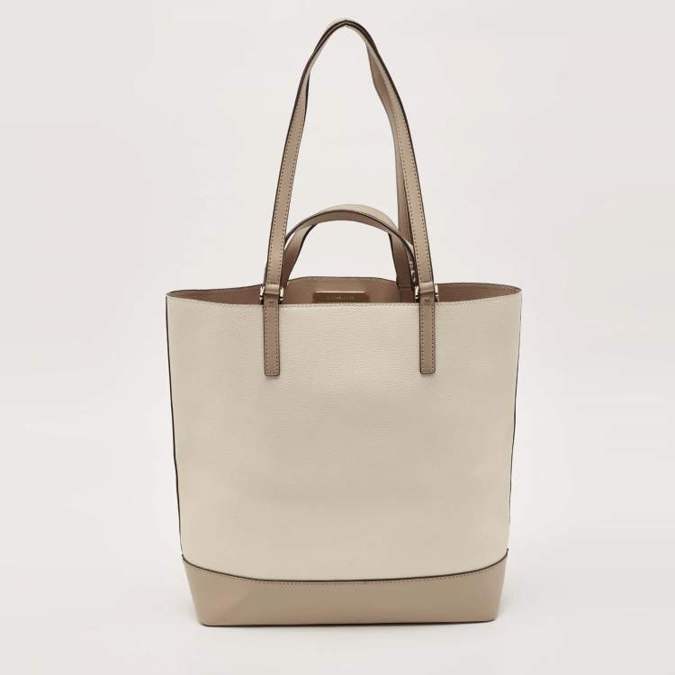 Pre Owned Michael Kors Beige/Cream Leather Large Kelli Tote