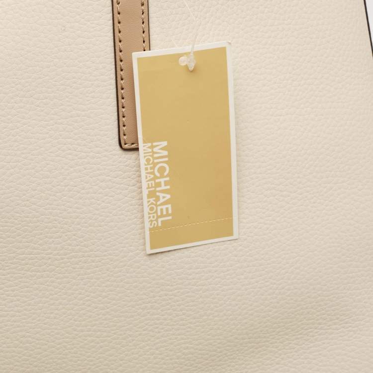 Pre Owned Michael Kors Beige/Cream Leather Large Kelli Tote