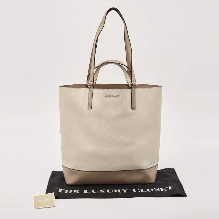Pre Owned Michael Kors Beige/Cream Leather Large Kelli Tote