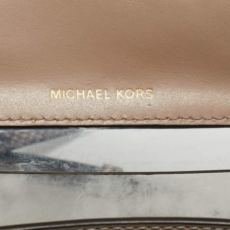 Pre Owned Michael Kors Beige Python Embossed Leather and PVC Sloan Top Handle Bag