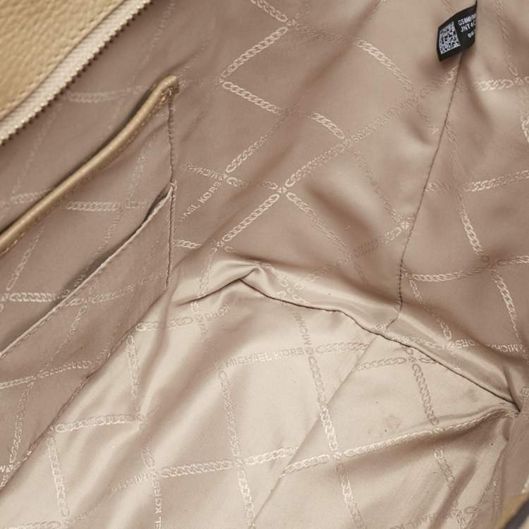 Pre Owned Michael Kors Beige Leather Medium Studded Carine Tote