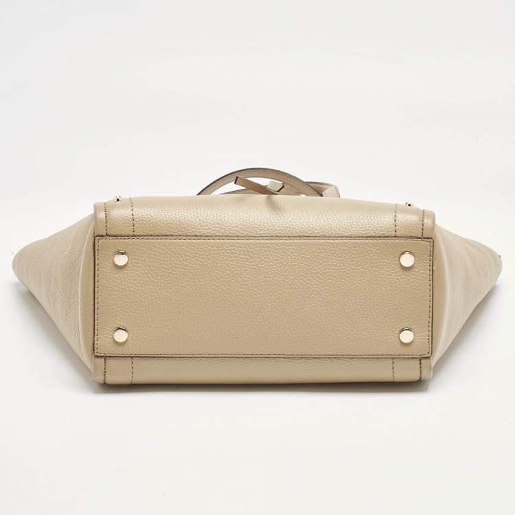 Pre Owned Michael Kors Beige Leather Medium Studded Carine Tote