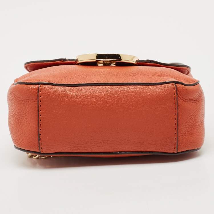 Pre Owned Michael Kors Orange Leather Fulton Crossbody Bag