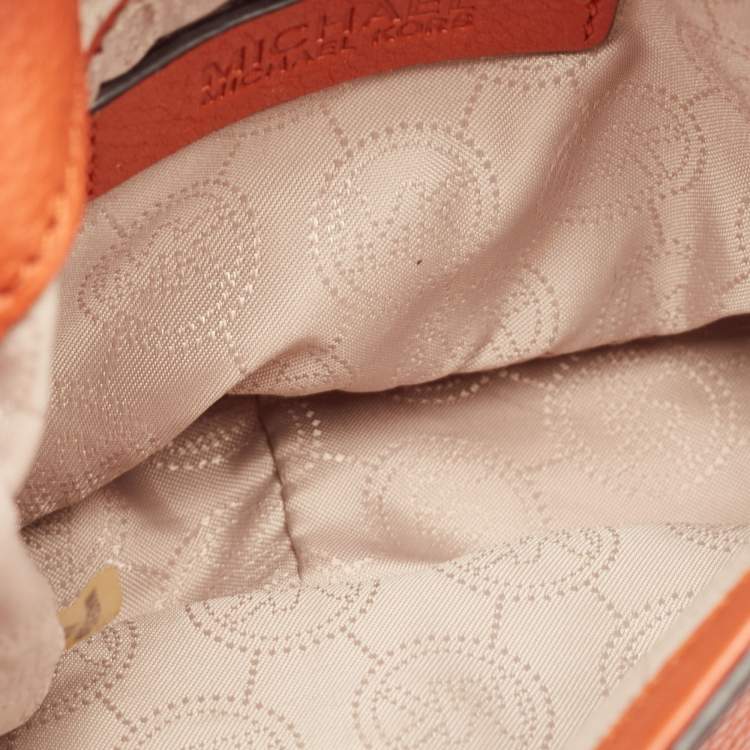 Pre Owned Michael Kors Orange Leather Fulton Crossbody Bag