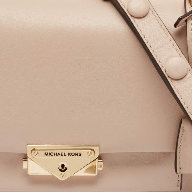 Pre Owned Michael Kors Poudre Beige Leather Cece Top Handle Bag