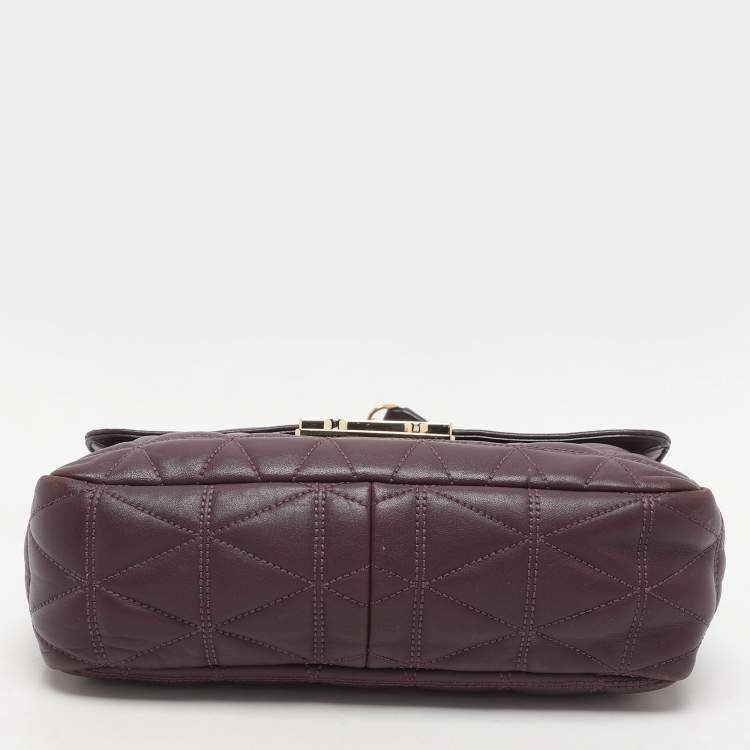 Pre Owned Micheal Kors Purple Leather Large Sloan Shoulder Bag