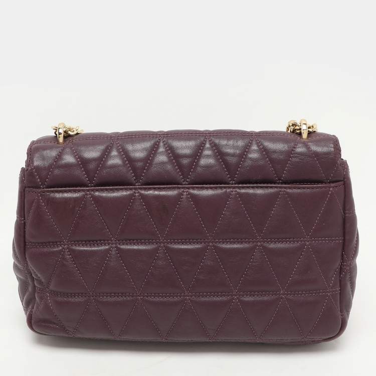 Pre Owned Micheal Kors Purple Leather Large Sloan Shoulder Bag