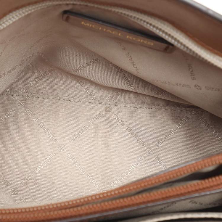 Pre Owned Michael Kors Brown Coated Canvas and Leather Medium Mott Tote
