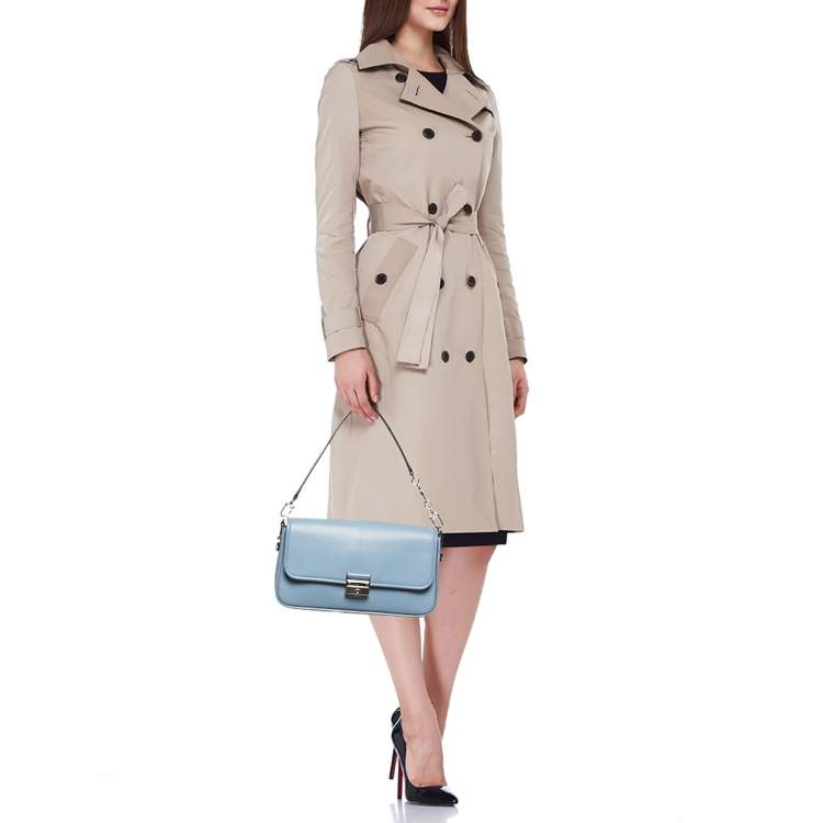 Pre Owned Michael Kors Pale Blue Leather Bradshaw Small Shoulder Bag