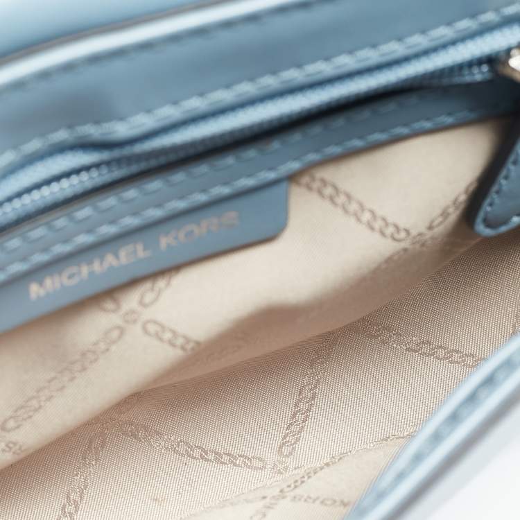 Pre Owned Michael Kors Pale Blue Leather Bradshaw Small Shoulder Bag
