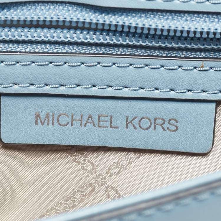Pre Owned Michael Kors Pale Blue Leather Bradshaw Small Shoulder Bag