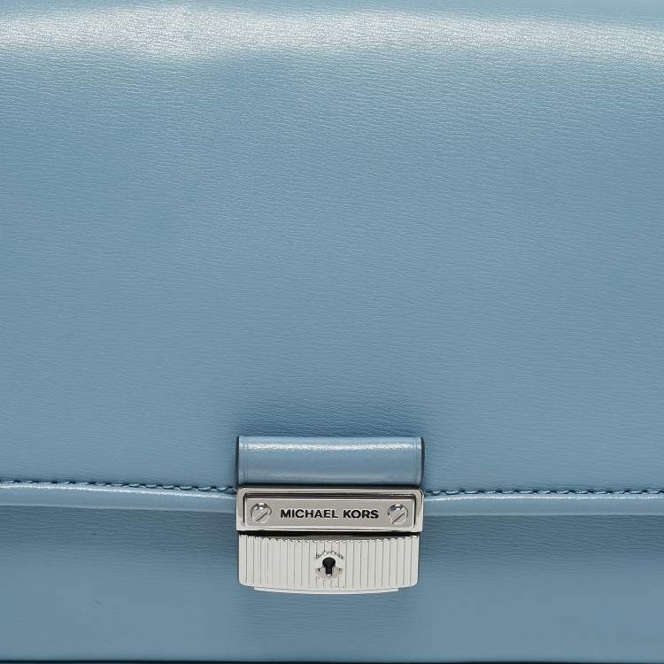 Pre Owned Michael Kors Pale Blue Leather Bradshaw Small Shoulder Bag