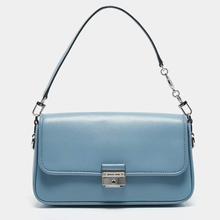 Pre Owned Michael Kors Pale Blue Leather Bradshaw Small Shoulder Bag
