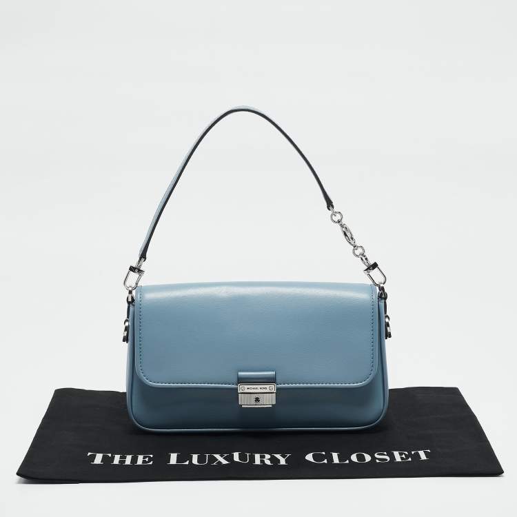 Pre Owned Michael Kors Pale Blue Leather Bradshaw Small Shoulder Bag