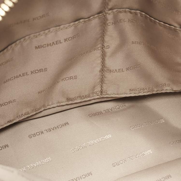 Pre Owned Michael Kors Brown Signature Coated Canvas and Leather Medium Rhea Backpack