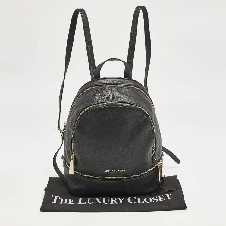 Pre Owned Michael Kors Black Leather Small Rhea Backpack