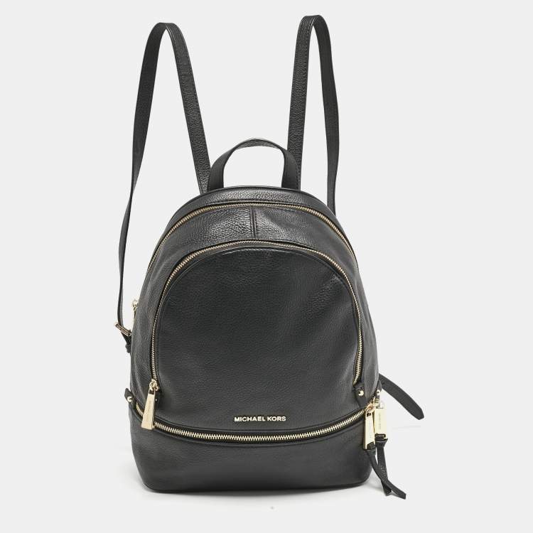 Pre Owned Michael Kors Black Leather Small Rhea Backpack