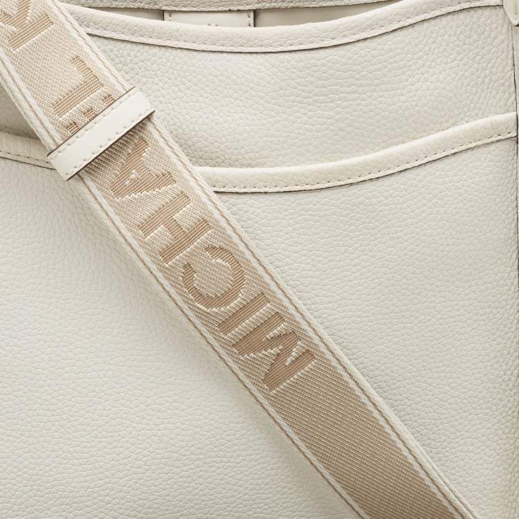 Pre Owned Michael Kors White Leather Large Luisa Messenger Bag