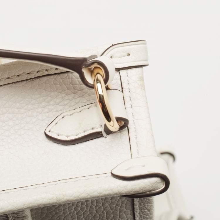 Pre Owned Michael Kors White Leather Large Luisa Messenger Bag