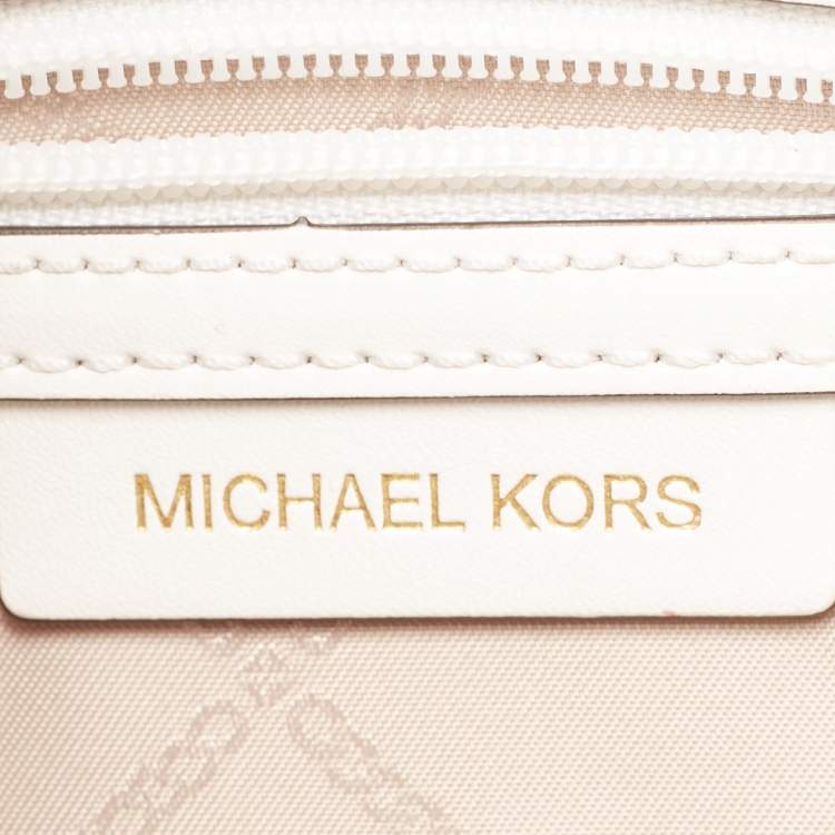 Pre Owned Michael Kors White Leather Large Luisa Messenger Bag