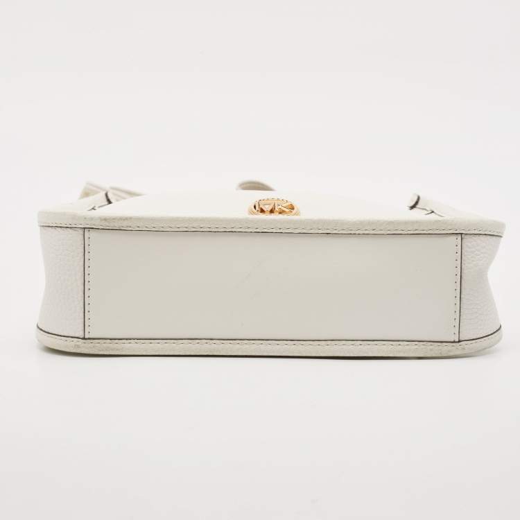 Pre Owned Michael Kors White Leather Large Luisa Messenger Bag
