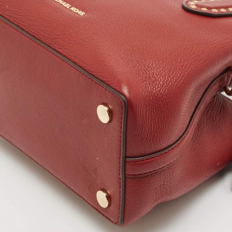 Pre Owned Michael Kors Red Leather Brooklyn Tote