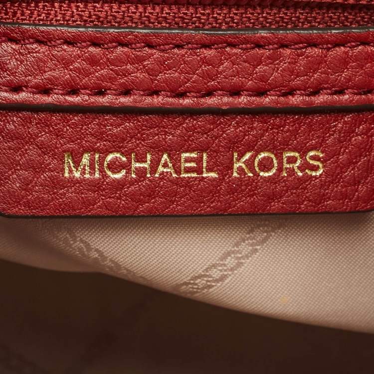 Pre Owned Michael Kors Red Leather Brooklyn Tote