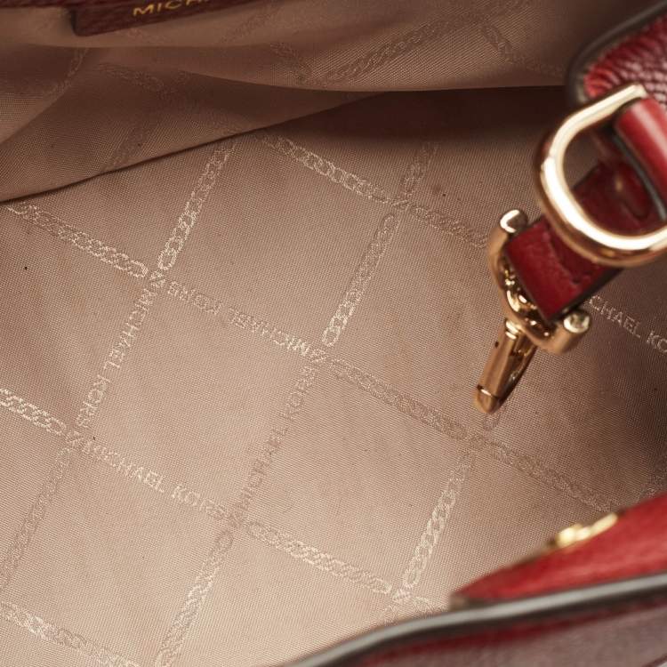 Pre Owned Michael Kors Red Leather Brooklyn Tote