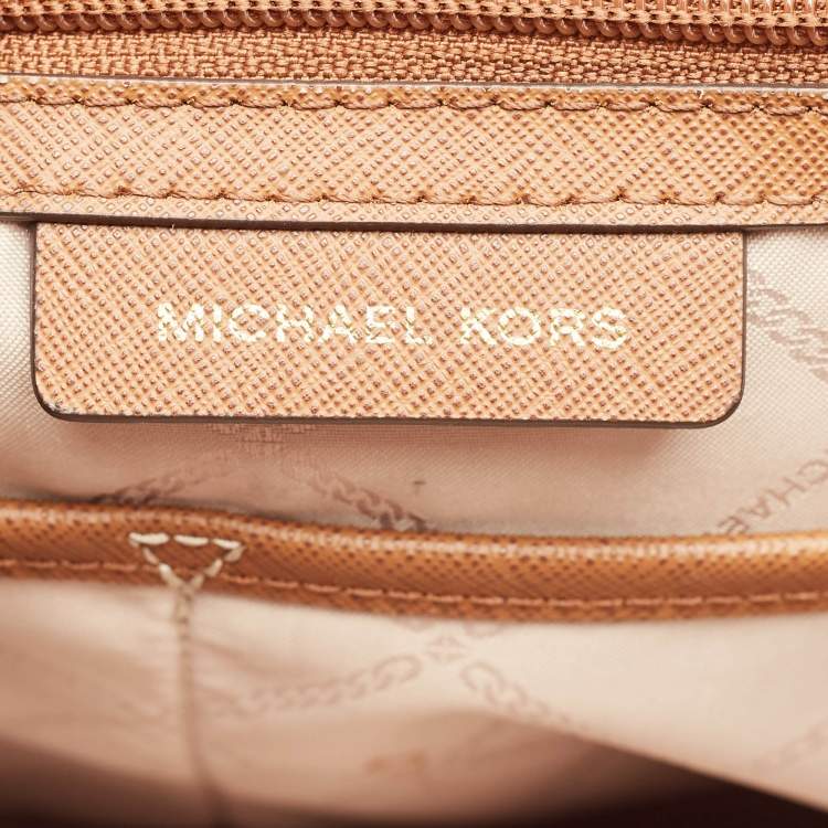 Pre Owned Michael Kors Brown Leather Large Jet Set Top Zip Tote