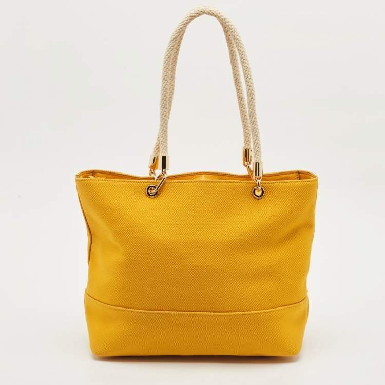 Pre Owned Michael Kors Mustard Canvas and Leather Amy Tote