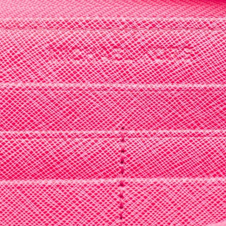 Pre Owned Michael Kors Fuchsia Leather Jet Set Zip Around Wallet