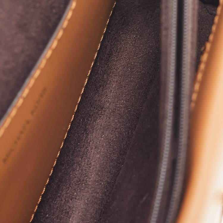 Pre Owned Michael Kors Brown Signature Coated Canvas Medium Greenwich Top Handle Bag