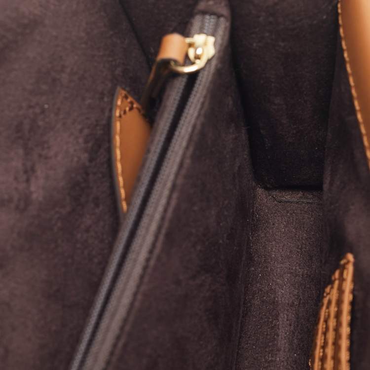 Pre Owned Michael Kors Brown Signature Coated Canvas Medium Greenwich Top Handle Bag