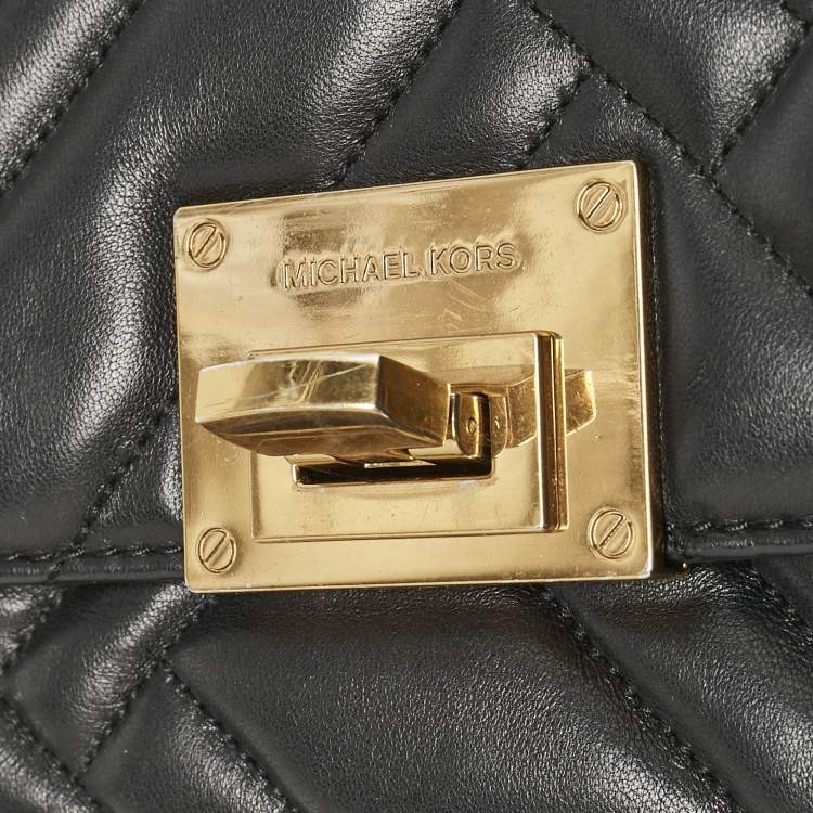 Pre Owned Michael Kors Black Quilted Leather Small Vivianne Flap Shoulder Bag