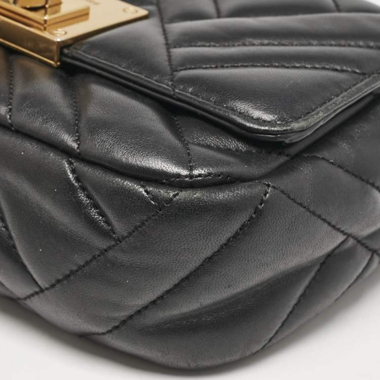 Pre Owned Michael Kors Black Quilted Leather Small Vivianne Flap Shoulder Bag