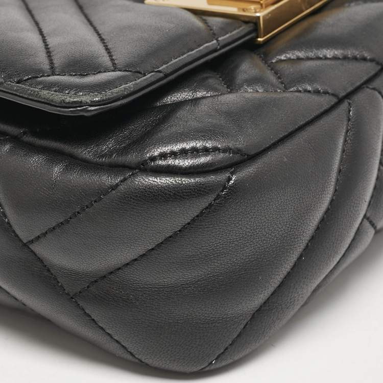 Pre Owned Michael Kors Black Quilted Leather Small Vivianne Flap Shoulder Bag
