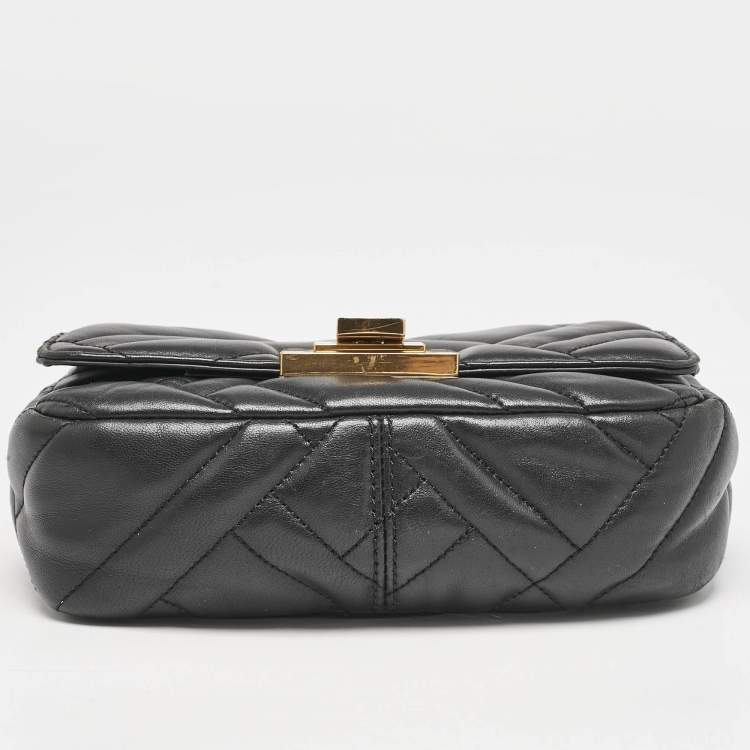Pre Owned Michael Kors Black Quilted Leather Small Vivianne Flap Shoulder Bag