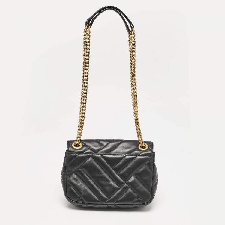 Pre Owned Michael Kors Black Quilted Leather Small Vivianne Flap Shoulder Bag