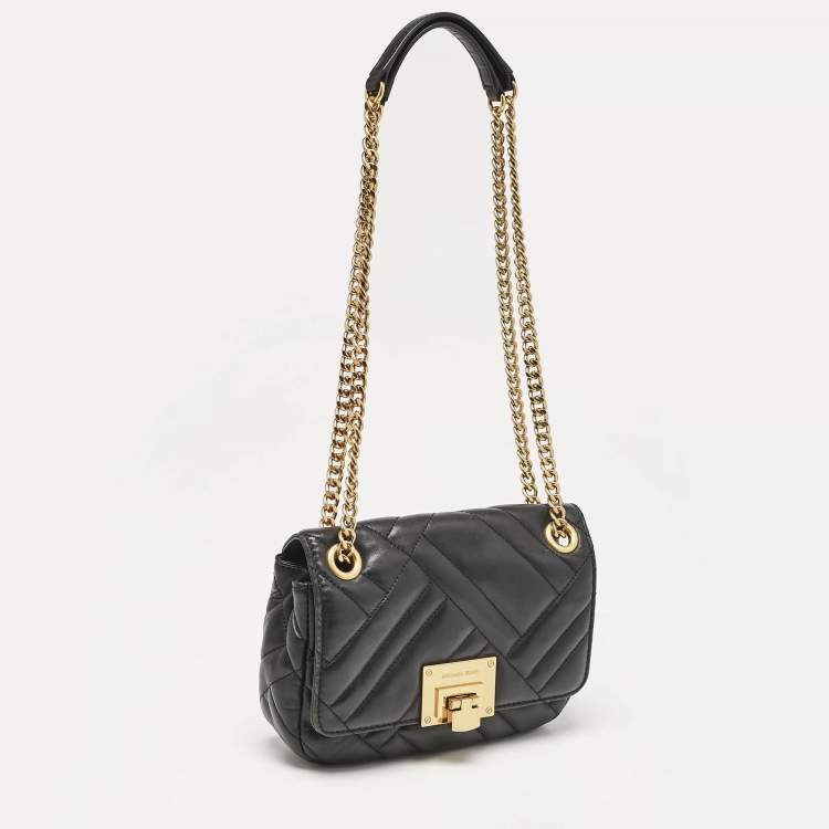 Pre Owned Michael Kors Black Quilted Leather Small Vivianne Flap Shoulder Bag